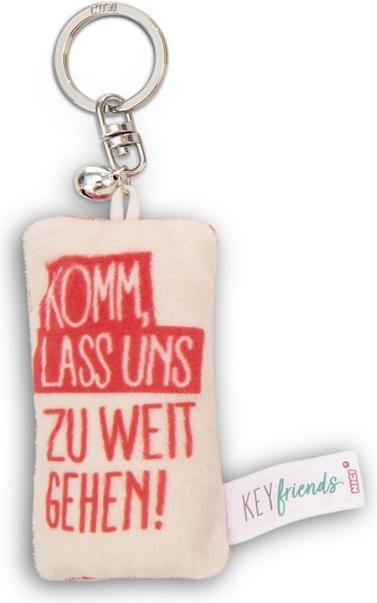 Magni NICI Schlüsselanhänger Mini Plüschkissen Komm, lass uns zu weit gehen mit Glöckchen 8cm