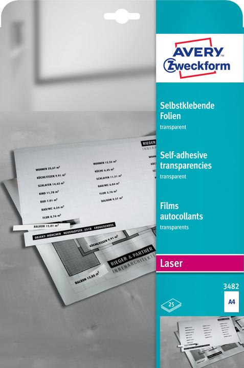 Produktbild Avery Zweckform Folie für Laserdrucker A4 transparent 25 Blatt