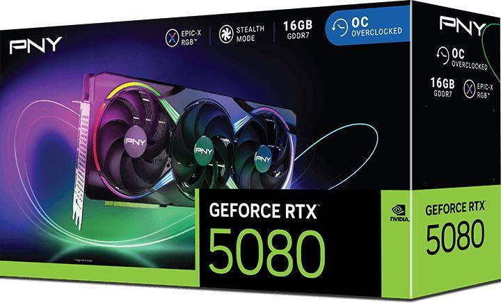 Image du produit PNY GeForce RTX 5080 ARGB Epic-X RGB Overclocked Triple Fan (16 Go)