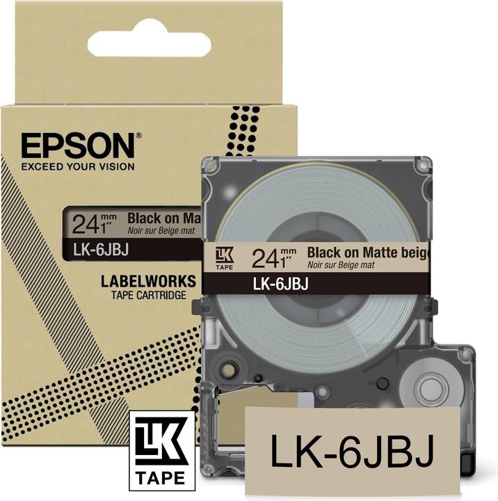 Epson LabelWorks LK-6JBJ - Black on matt (2.40 cm, Schwarz, Beige)