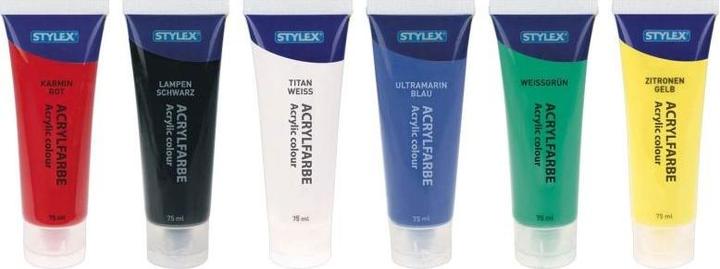Actual product image Stylex Acrylic paints set of 6 (6 different colours, 75 ml)