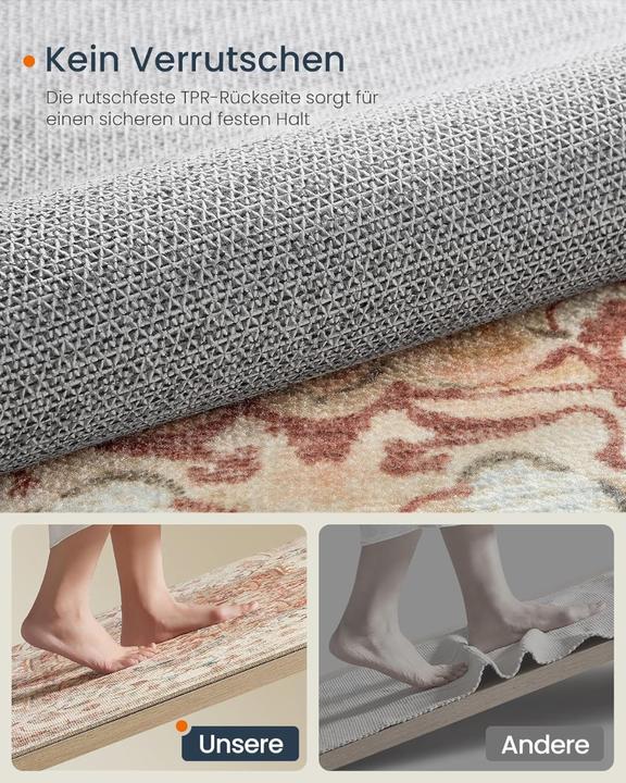 Produktbild Songmics Wohnzimmerteppich Rutschfest Vintage Beige 120 x 170 cm (120 x 170 cm)