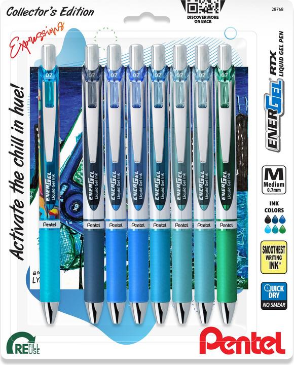 Actual product image Pentel EnerGel (Night blue, Blue, Aqua blue, Cyan, Teal, 8 x)