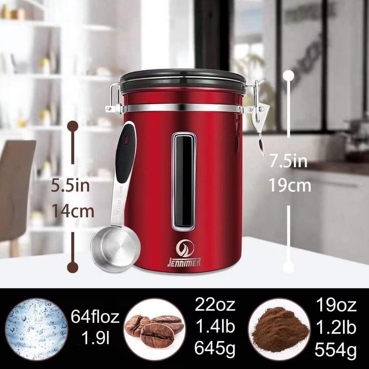 Produktbild Jennimer Kaffeedose mit Messlöffel, CO2-Ventil und Datumsanzeige (1.80 l)