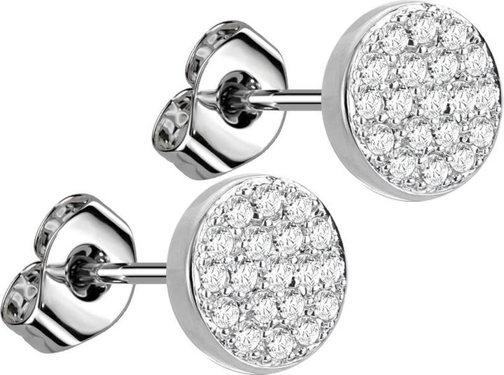 Star Piercing Ohrstecker silber mit Kristall silber rund (Messing, Chirurgenstahl 316L)