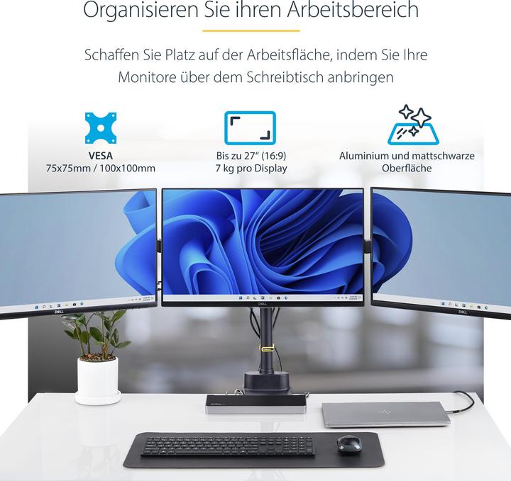 Actual product image StarTech Triple Monitor Desk Mount (Table, 27")