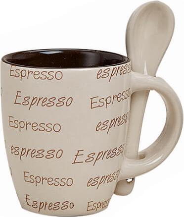 Beanarella Espressotasse mit Löffel, aus Keramik, 7 cm, beige (50 ml)