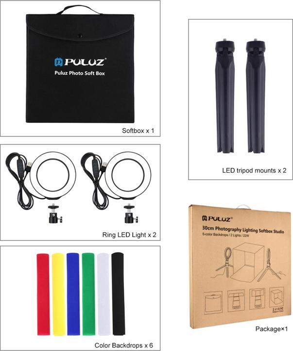 Actual product image Puluz Photo Studio Box 30m with 2x Ring Light (Ring light)
