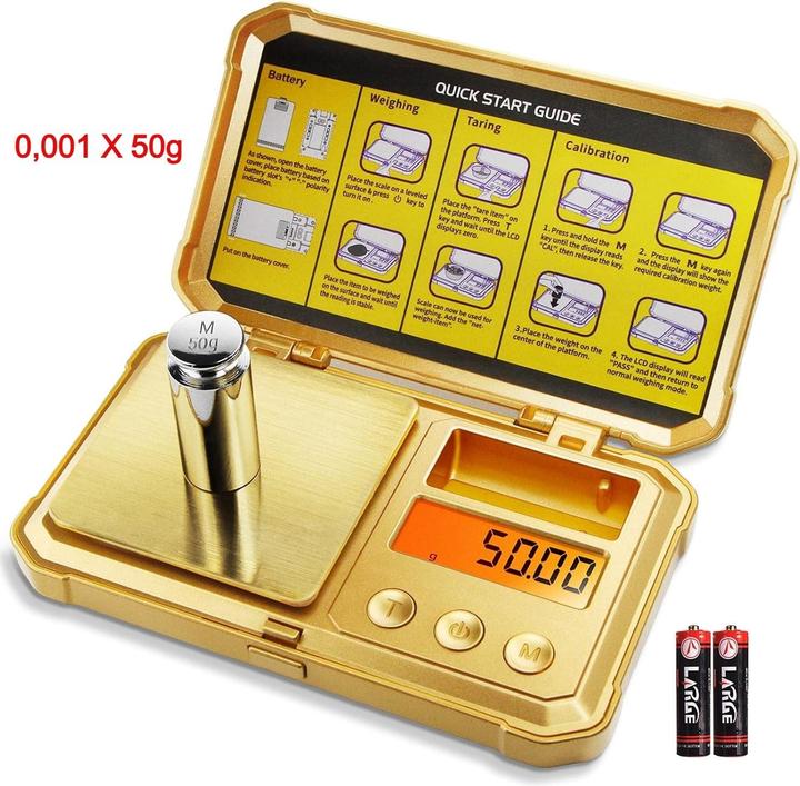 Swissdetector Hochpräzise Milligrammwaage, 50 g/0.001 g Digital - Pulver - Gold - Schmuck