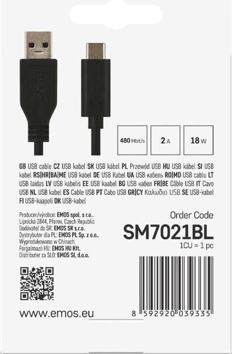 Produktbild Emos USB A — USB C (1 m, USB 3.1)