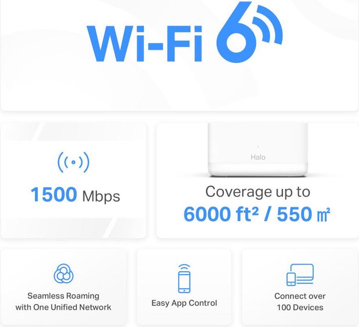Immagine prodotto Mercusys WL-Router Halo H1500X Sistema WiFi Home Mesh 3-Pack