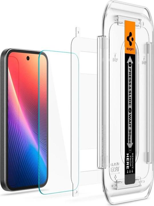 Immagine prodotto Spigen EZ Fit Gehärtetes Glas Clear Displayschutzfolie mit Einbaurahmen Google Pixel 9a (2 Pezzo/i, Google Pixel 9a)