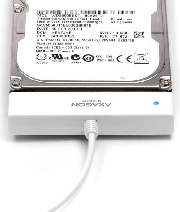 Productafbeelding Axagon ADSA-1S6 SLIMPort-adapter, USB 2.0, 2,5" SSD/HDD, SATA - met behuizing (2.5")