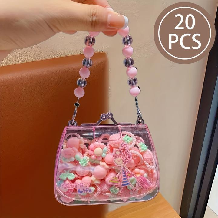 Activity Board 20Pcs Sweet Style Harz Haargummis Set für Jugendliche, gemischte Farbe Pflanze Muster, sortierte