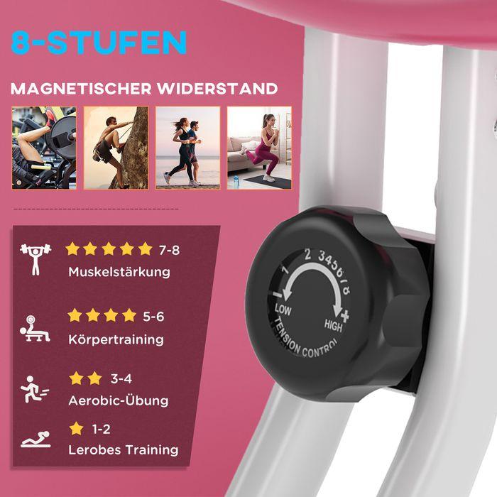Produktbild Swisshandel24 Heimtrainer F-Bike, 8-stufiger Magnetwiderstand, Rosa-Weiss 43x97x109 cm