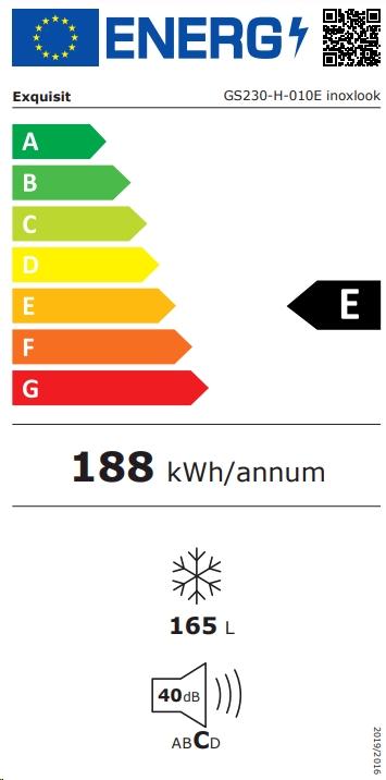 Energie-Label Exquisit GS230H010E inoxlook Standkühlschrank mit GefrierfachE (165 l)