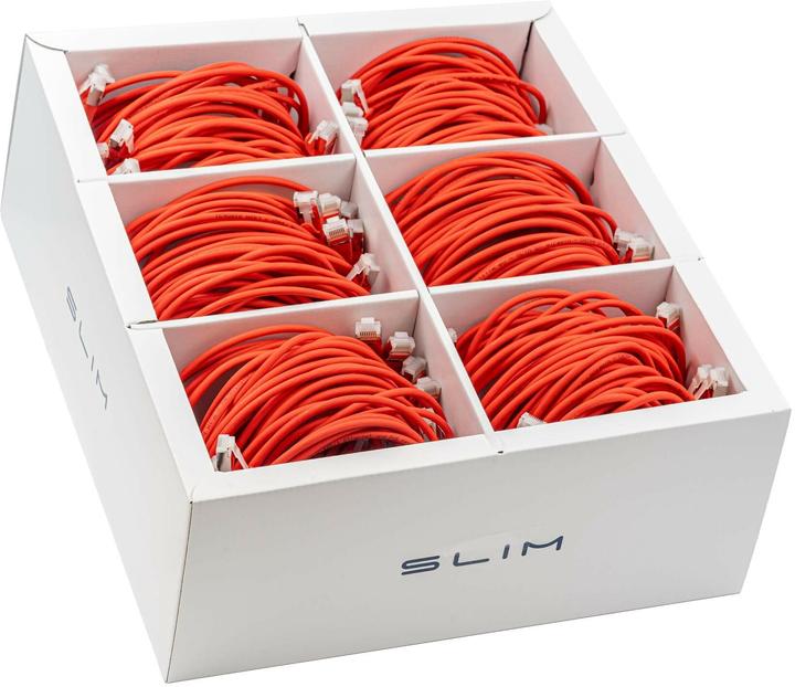 Actual product image SLIM Slimpatch cable RJ-45, Cat 6A, U/FTP, 0.5 m, red, 90-pack (U/FTP, CAT6a, 0.50 m)