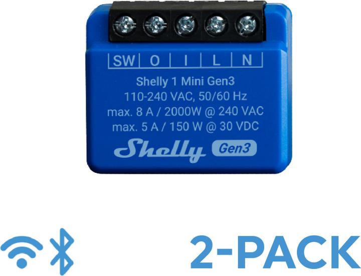 Produktbild Shelly 1 Mini Gen3 x2 (Schaltaktor)