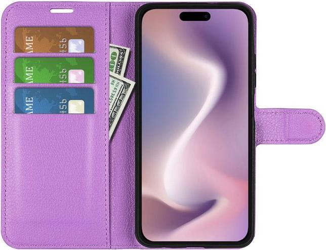 Actual product image MU Classic Litchi Leather Bookcover Series (Apple iPhone 16 Plus)