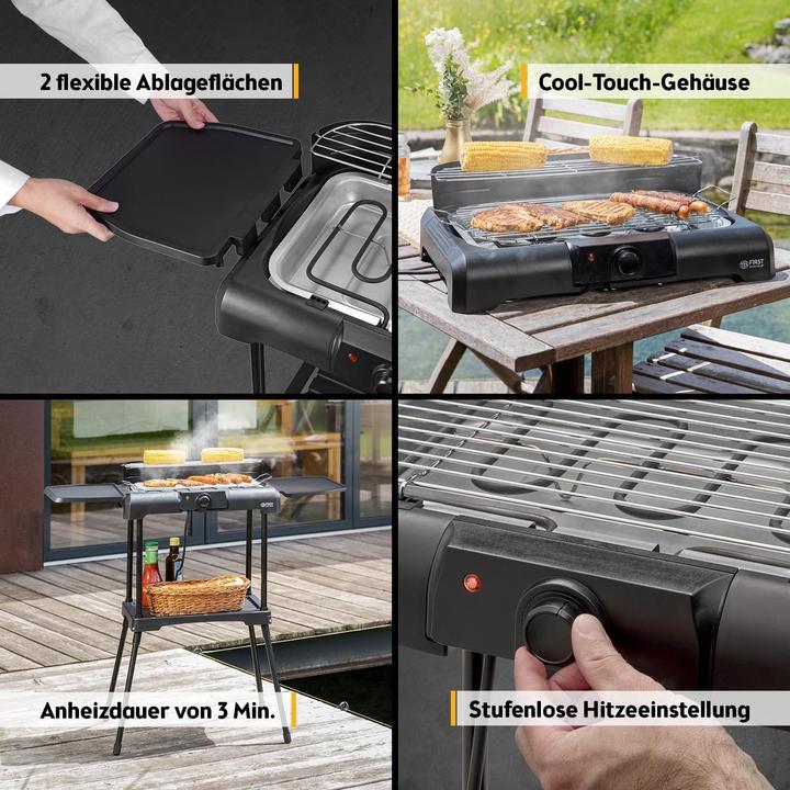 Produktbild TZS First Austria 2in1 Elektrogrill mit Stand- und Tischfunktion (2.20 kW)