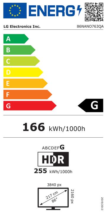 Energie-Label LG 86NANO763QA (86", Nano-Cell, 4K)