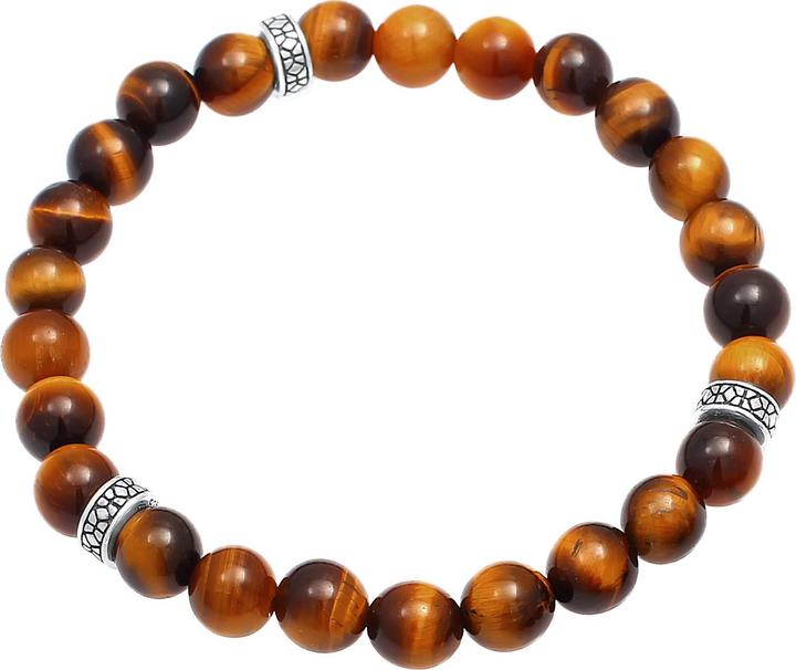 Immagine prodotto Kuzzoi Bracciale con pietre preziose, perle (23 cm, Plastico, Occhio di tigre, Argento 925)