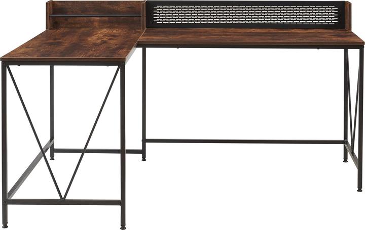 Actual product image En.Casa Schreibtisch Frelvepirg mit Rückwand L-förmig 165x110x75 cm Walnuss