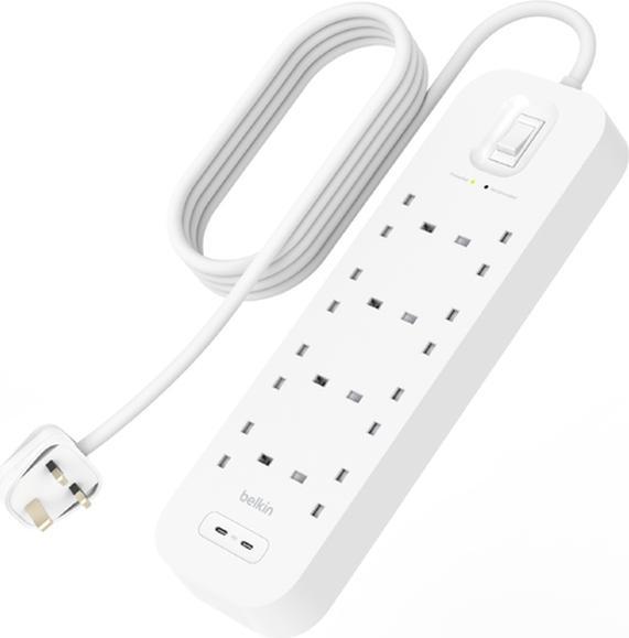 Actual product image Belkin Surge Protection with USB C 8 Outlet Dual USB C 30w PD (8 x, CEE 7/5, 2 m)
