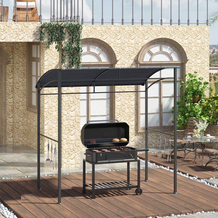 Produktbild Swisshandel24 Grillpavillon, Grillüberdachung, UV-beständig, wasserdicht, mit Haken, Stahlrahmen, Polyester, Grau (215 cm, 150 cm)