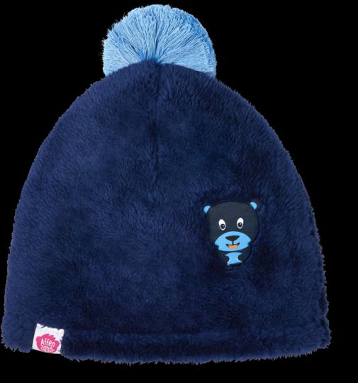 Affenzahn Mütze Bär recyceltes Fleece navy