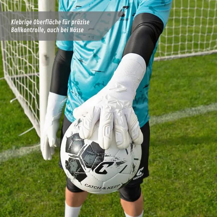 Actual product image Catch & Keep Fussballhandschuhe Pulse X All White Gr. 8 Torwart Goalie Handschuhe (8)