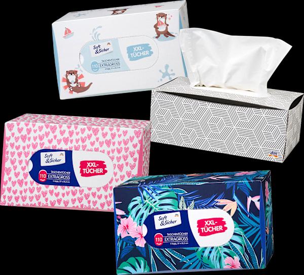 dm Soft&Sicher Taschentücher Box mit extra grossen Taschentüchern