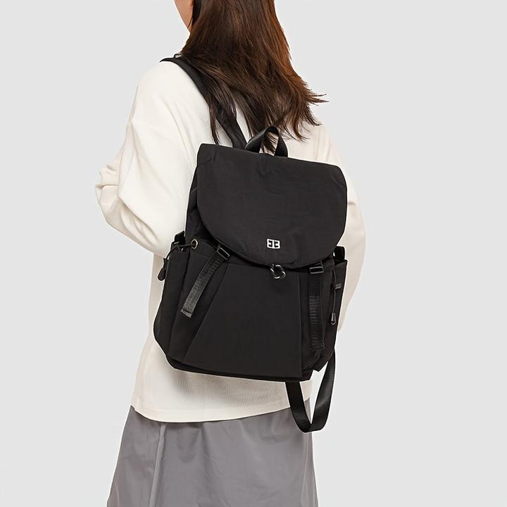 Actual product image Only-Bags.Store Nylon Freizeitrucksack - Leichte, einfarbige Reise-, Einkaufs- und Schultasche mit verstellbaren