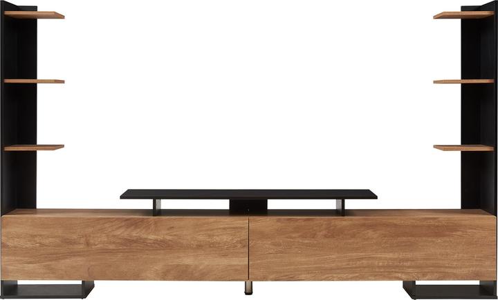 Actual product image En.Casa Fernsehschrank Rauki 233x31x141 cm Schwarz/Mango-Holzoptik
