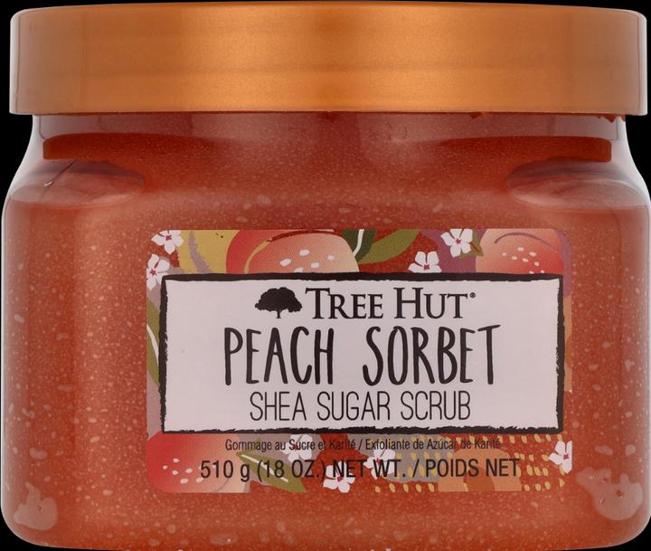 Actual product image Tree Hut Peach Sorbet Shea Sugar Scrub 18 oz Ultra Hydrating Exfoliating Nourishing Essential Body C (510 ml)