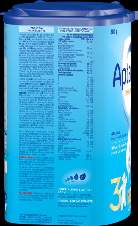 Nährwerte und Zutaten Aptamil Pronutra 3 (800 g, ab 8 Monaten)
