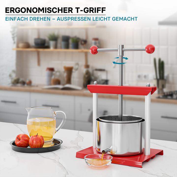 Produktbild Wiltec Obstpresse Weinpresse Stahl 6L Edelstahlkorb Fruchtpresse Beerenpresse (EU-Stecker)