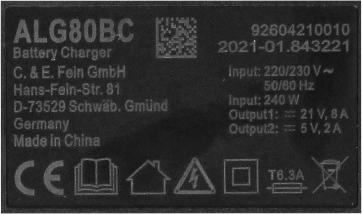 Actual product image Fein Battery Starter Set Quick Charger ALG 80 BC + 2x Li Ion 18 V 3.0 Ah (18 V)