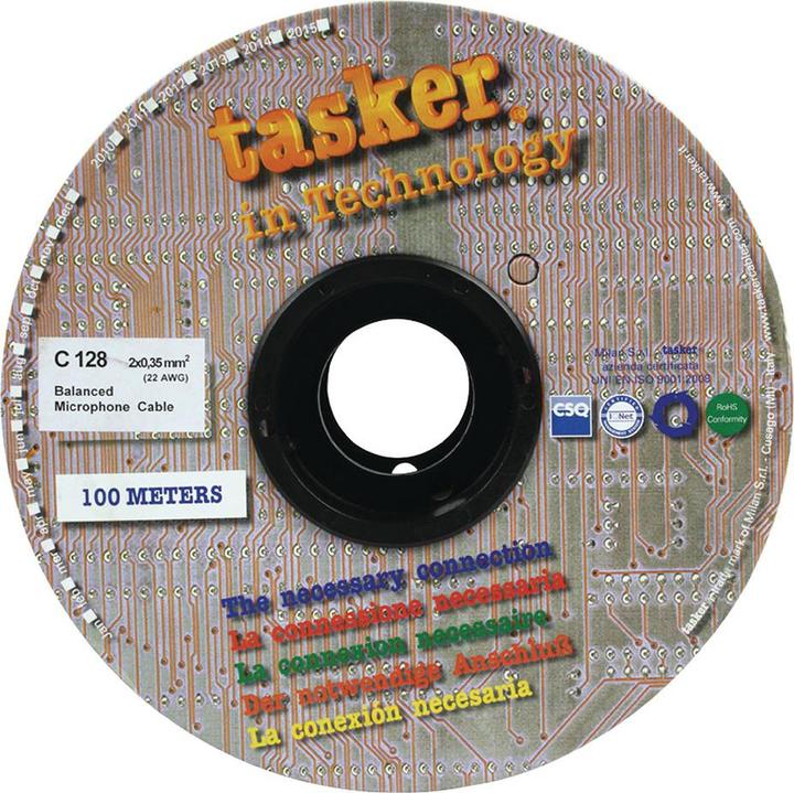 Actual product image Tasker C128-Black 100m 2 x 0.35 mm2 microfoon cable, diameter 6.3 mm (100 m)