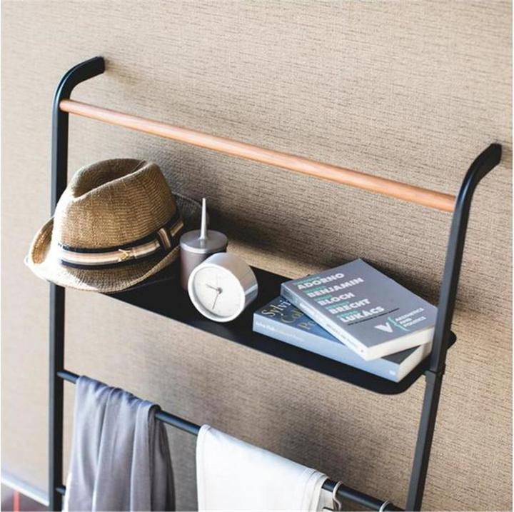 Actual product image Yamazaki Leaning clothes ladder with TOWER shelf