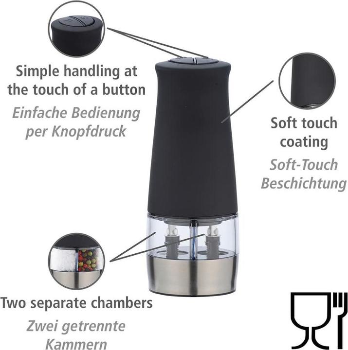 Produktbild Wenko Elektrische Mühle mit LED-Licht (Salz, Pfeffer)