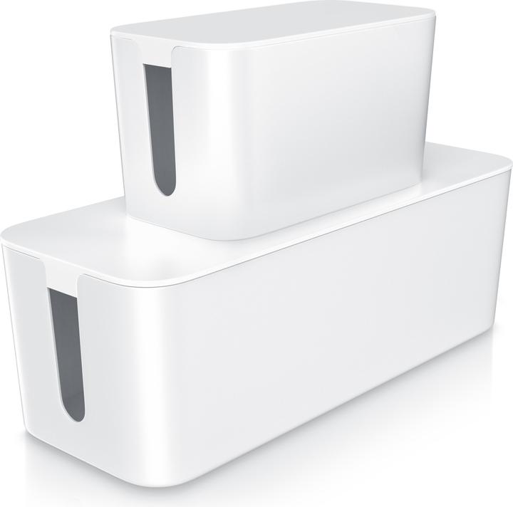 Actual product image Bearware Cable box set, 2 sizes, plastic, rubber feet, cable management, for socket strip, cable box