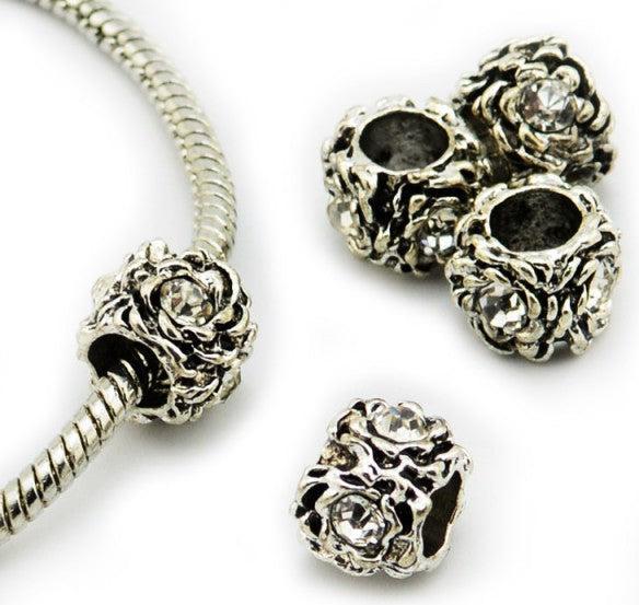 Hermex Strass Rose Bead versilbert 925 - Silbrig (Silber 925)