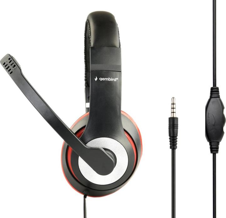Produktbild Gembird MHS-03-BKRD Kopfhörer & Headset Kopfband 3,5-mm-Anschluss Schwarz (Kabelgebunden)