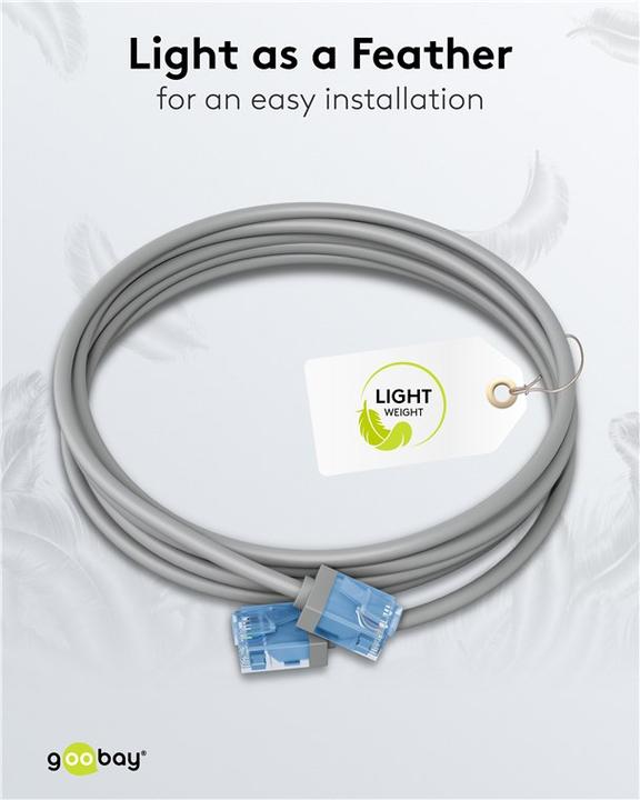 Produktbild Goobay Ultraflexibles CAT 6A Patchkabel, slim, U/UTP, grau (U/UTP, CAT6a, 0.15 m)