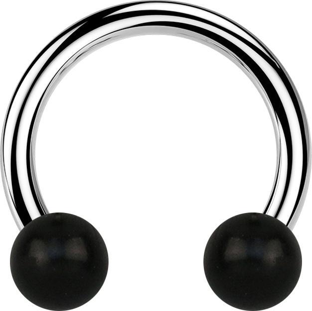 Produktbild Star Piercing Circular Barbell silber mit zwei Kugeln aus Areng Holz (Chirurgenstahl 316L, Organisch, ohne Messing)