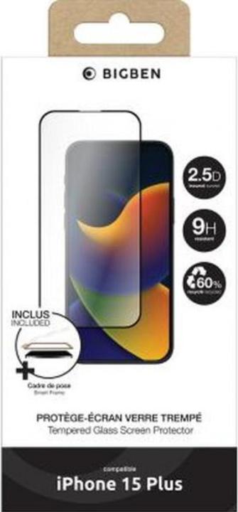 Actual product image Bigben Oil-repellent 2.5D glass screen protector for Apple iPhone 15 Plus (1 Piece, Apple iPhone 15 Plus)