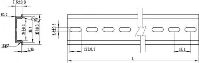 Immagine prodotto Delock Binario del cappello superiore 35 x 7,5 mm, 10 in alluminio, fori asolati