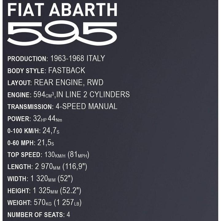 Actual product image Cobi 1965 Fiat 500 Abarth Executive Edition