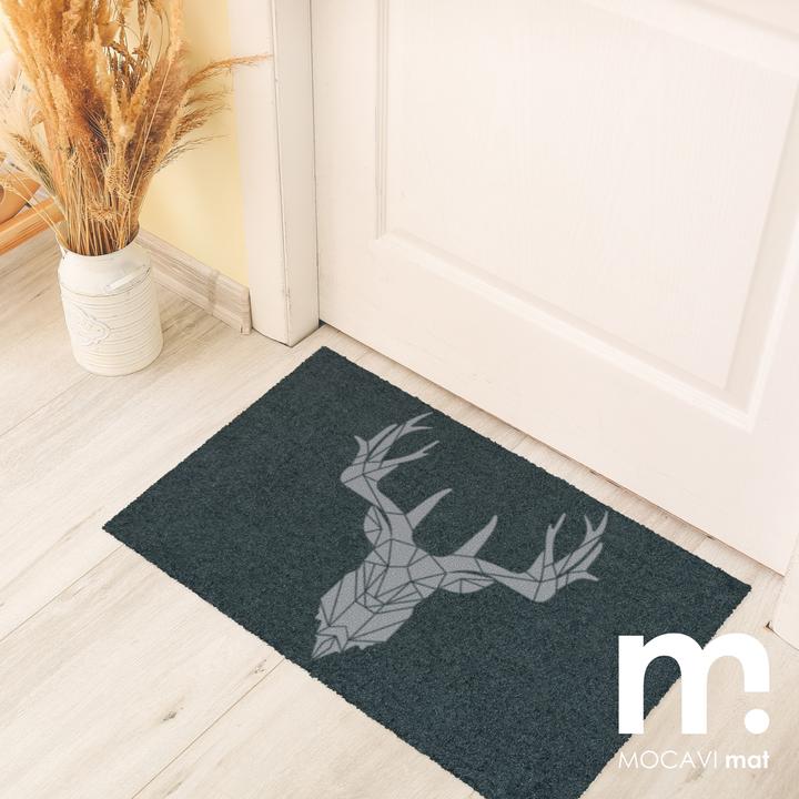 Image du produit Mocavi Cerf moderne, anthracite, motif campagnard, tapis de chasse (45 x 70 cm)